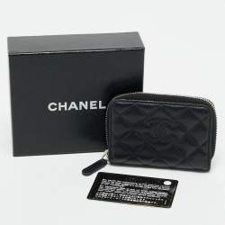 Chanel Black Quilted Leather Zipped Coin Purse