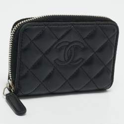 Chanel Black Quilted Leather Zipped Coin Purse