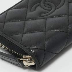Chanel Black Quilted Leather Zipped Coin Purse