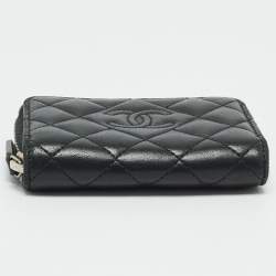 Chanel Black Quilted Leather Zipped Coin Purse