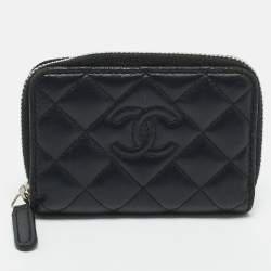 Chanel Black Quilted Leather Zipped Coin Purse