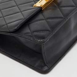 Chanel Black Quilted Leather Medium CC Golden Class Flap Bag