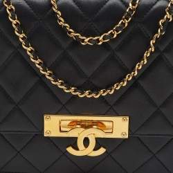 Chanel Black Quilted Leather Medium CC Golden Class Flap Bag