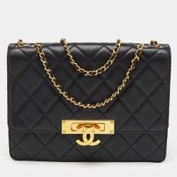 Chanel Black Quilted Leather Medium CC Golden Class Flap Bag