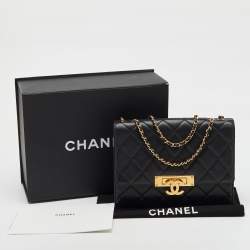 Chanel Black Quilted Leather Medium CC Golden Class Flap Bag