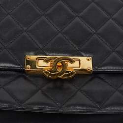 Chanel Black Quilted Leather Medium CC Golden Class Flap Bag
