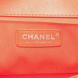 Pre Owned Chanel Black/Red Old Medium Bicolor Quilted Lambskin and Rubber Boy Flap