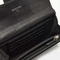 Chanel Black Quilted Patent Leather CC Flap Compact Wallet