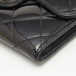 Chanel Black Quilted Patent Leather CC Flap Compact Wallet