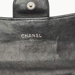 Chanel Black Quilted Patent Leather CC Flap Compact Wallet
