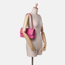 Chanel Pink Medium Classic Chevron Lambskin Double Flap