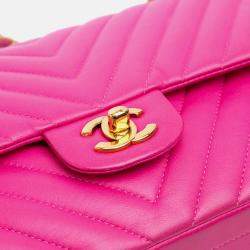 Chanel Pink Medium Classic Chevron Lambskin Double Flap