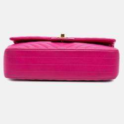 Chanel Pink Medium Classic Chevron Lambskin Double Flap
