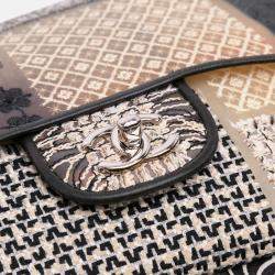 Chanel Black/White Jumbo PVC and Tweed Patchwork Single Flap
