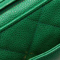 Chanel Green CC Quilted Caviar Camera Bag