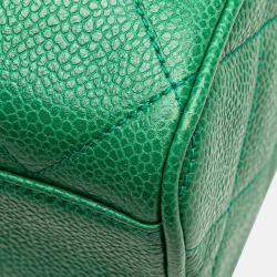 Chanel Green CC Quilted Caviar Camera Bag