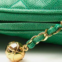 Chanel Green CC Quilted Caviar Camera Bag