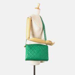 Chanel Green CC Quilted Caviar Camera Bag