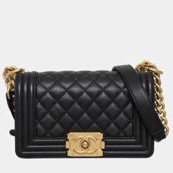 Chanel Small  Black Leather Boy Bag