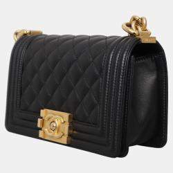 Chanel Small  Black Leather Boy Bag