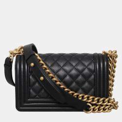 Chanel Small  Black Leather Boy Bag