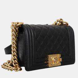 Chanel Small  Black Leather Boy Bag