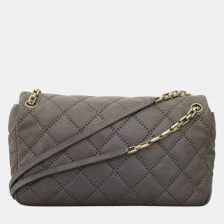 Chanel Stitch It Grey Leather Double Pocket Flap Bag