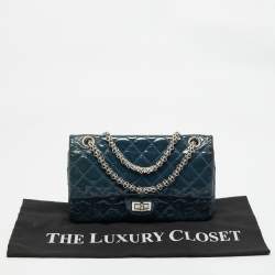 Pre Owned Chanel Blue Quilted Patent Leather 225 Reissue 2.55 Flap Bag