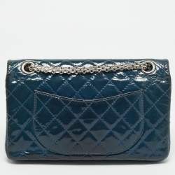 Pre Owned Chanel Blue Quilted Patent Leather 225 Reissue 2.55 Flap Bag
