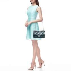 Pre Owned Chanel Blue Quilted Patent Leather 225 Reissue 2.55 Flap Bag