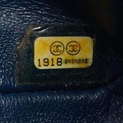 Pre Owned Chanel Blue Quilted Patent Leather 225 Reissue 2.55 Flap Bag