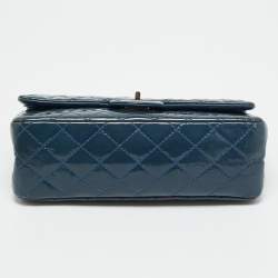 Pre Owned Chanel Blue Quilted Patent Leather 225 Reissue 2.55 Flap Bag