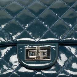 Pre Owned Chanel Blue Quilted Patent Leather 225 Reissue 2.55 Flap Bag