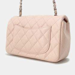 Chanel Mini Matelassé Single Flap Pink Caviar Leather Chain Shoulder Bag 20
