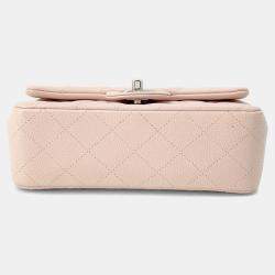 Chanel Mini Matelassé Single Flap Pink Caviar Leather Chain Shoulder Bag 20