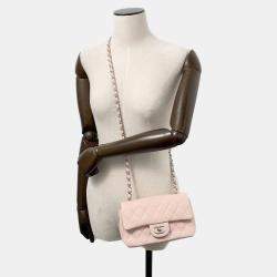 Chanel Mini Matelassé Single Flap Pink Caviar Leather Chain Shoulder Bag 20