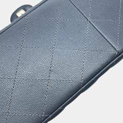 Chanel Jumbo Matelassé Double Flap Gray Caviar Leather Chain Shoulder Bag 30