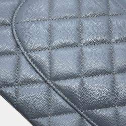 Chanel Jumbo Matelassé Double Flap Gray Caviar Leather Chain Shoulder Bag 30