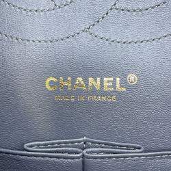 Chanel Jumbo Matelassé Double Flap Gray Caviar Leather Chain Shoulder Bag 30