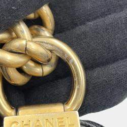 Chanel Boy Black Caviar Leather Chain Shoulder Bag