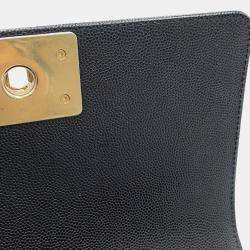 Chanel Boy Black Caviar Leather Chain Shoulder Bag