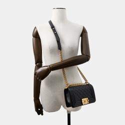 Chanel Boy Black Caviar Leather Chain Shoulder Bag