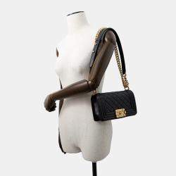 Chanel Boy Black Caviar Leather Chain Shoulder Bag