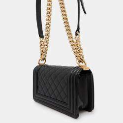 Chanel Boy Black Caviar Leather Chain Shoulder Bag
