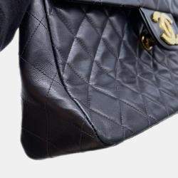 Chanel Jumbo Matelasse Chain shoulder Bag Black Lambskin Size 34