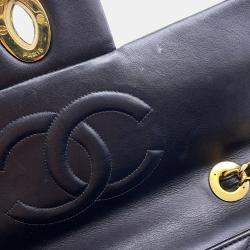 Chanel Jumbo Matelasse Chain shoulder Bag Black Lambskin Size 34