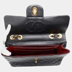 Chanel Jumbo Matelasse Chain shoulder Bag Black Lambskin Size 34