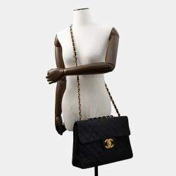 Chanel Jumbo Matelasse Chain shoulder Bag Black Lambskin Size 34