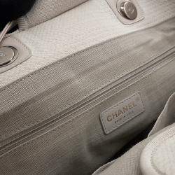 Chanel Deauville 2Way Chain tote Bag Ivory Canvas Leather Size Gm