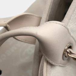 Chanel Deauville 2Way Chain tote Bag Ivory Canvas Leather Size Gm